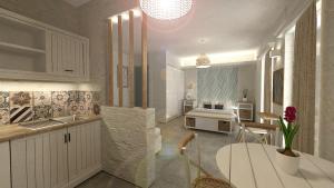 Kuchyň nebo kuchyňský kout v ubytování Aeolia suites