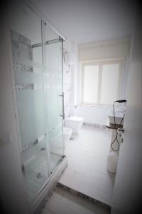 拿坡里的住宿－San Gaetano 23，一间带玻璃淋浴和卫生间的浴室