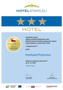 Certifikát, ocenenie alebo iný dokument vystavený v ubytovaní Park Hotel Pruhonice