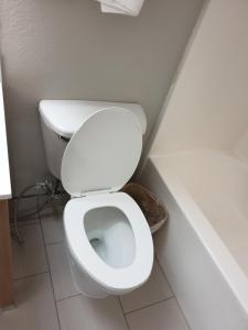bagno con servizi igienici bianchi in camera di Microtel Inn & Suites by Wyndham Augusta/Riverwatch ad Augusta
