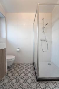 a bathroom with a shower and a toilet at New Point in Zandvoort