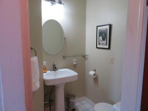 a white bathroom with a sink and a mirror at The Homestead in Chester