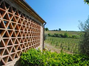 einen Zaun neben einem Weinberg und einem Gebäude in der Unterkunft Apartment Ciliegio by Interhome in Monsanto