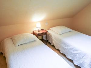 SalviacにあるHoliday Home Les Chenes by Interhomeのベッドルーム1室(ベッド2台、ランプ付きのナイトスタンド付)
