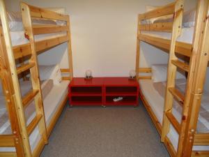 Zimmer mit 2 Etagenbetten und einer roten Schublade in der Unterkunft Apartment Rainstrasse 55 by Interhome in Engelberg