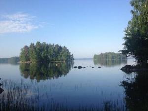 a large lake with trees in the middle of it at Holiday Home Kivilahti by Interhome in Iltasmäki