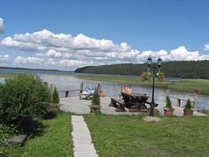 vistas a un lago con chimenea en Holiday Home Villa vuorikotka by Interhome, en Kaivanto