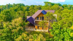 an aerial view of a house in the forest at Go Go Green Resort in Habarana