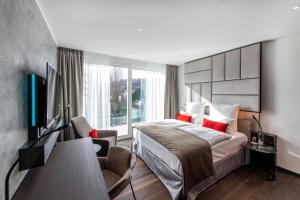 Postel nebo postele na pokoji v ubytování FÄHRHAUS Koblenz