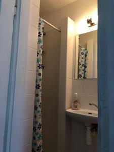 a bathroom with a sink and a mirror at Privát U Čejků in Telč +12 photos