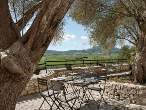 a table and chairs sitting under a tree at Finca Serena Mallorca, Small Luxury Hotels in Montuiri
