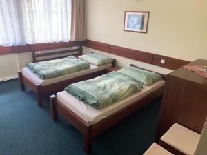 JelšavaにあるPoľovný domのベッド2台が備わる部屋