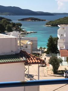 a view of the ocean from a building at Biraci Residence in Ksamil