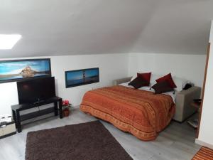 1 dormitorio con 1 cama y TV de pantalla plana en Via Emanuela Setti Carraro, en San Cataldo