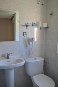 a bathroom with a white toilet and a sink at Fonda Ca La Paula in Castellfollit de la Roca