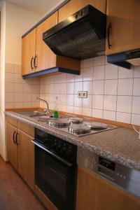 a kitchen with a stove and a sink at K & R Appartements Binz in Binz