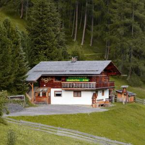 a log cabin in the middle of a field at Ferienhaus Anderles-Alm in Heiligenblut