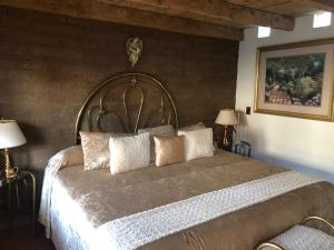 a bedroom with a large bed with pillows on it at Huehcani - Xamikal in Zacatlán
