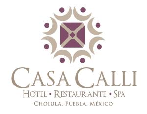 乔卢拉Hotel Calli Quetzalcoatl的casa calidad酒店餐厅Spa标志