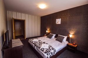 a bedroom with a large bed and a television at Elite Spetema Hotel in Sofia +14 photos