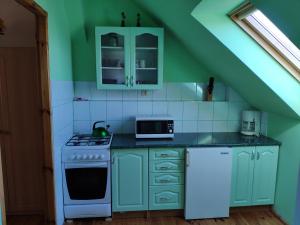 Kuchyň nebo kuchyňský kout v ubytování Apartamenty wakacyjne nad jeziorem Juksty