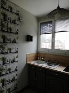 a bathroom with a sink and a window at L'ENTRE 2 COTES in Le Tréport