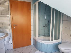 A bathroom at Vaznik Farm House Apartments