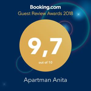 Certifikát, hodnocení, plakát nebo jiný dokument vystavený v ubytování Apartman Anita