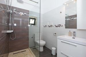 a bathroom with a shower and a toilet and a sink at Holiday home Nina in Bol +19 photos