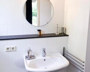 een badkamer met een wastafel en een spiegel bij Bed and Breakfast De Grote Byvanck in Westervoort