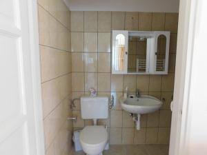 a bathroom with a toilet and a sink at 8888 Apartmanház in Lispeszentadorján