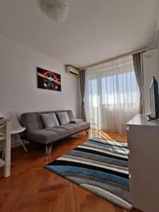 a living room with a couch and a rug at Central View Apartment in Timişoara