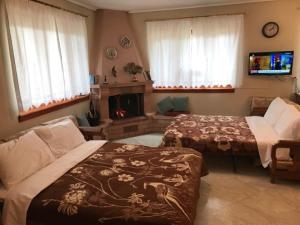 A bed or beds in a room at Mikro Katafygio