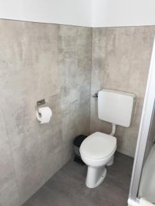ein Bad mit einem WC und einer Rolle Toilettenpapier in der Unterkunft Gastehaus in der Alte Kellerei in Kobern-Gondorf