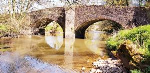 an old stone bridge over a river at Kingsley Cottage Bed & Breakfast in Beaworthy +16 photos