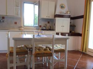 a kitchen with a table and some chairs in it at Villa Le Palme in Rosa Marina