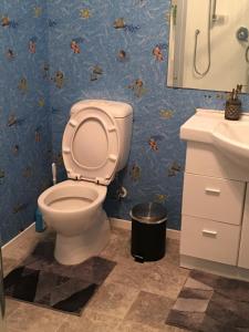 a bathroom with a toilet and a sink at A Cozy Room with It's Own Privacy in Upper Hutt