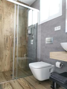 a bathroom with a shower and a toilet and a sink at San Miguel Suite in Torremolinos