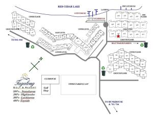 un mapa de la ubicación aproximada de un campo de golf en Unit 411B 1Bd 1Ba Efficiency Condo Condo, en Birchwood
