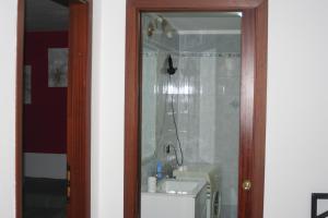 W łazience znajduje się umywalka i prysznic. w obiekcie I Villini B&B w mieście Fiumicino