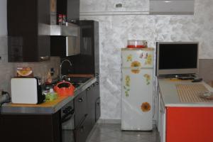 フィウミチーノにあるI Villini B&Bのキッチン(冷蔵庫、コンピュータ付)