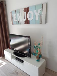 En tv och/eller ett underhållningssystem på ViewMaLa - moderne Ferienwohnung mit Panorama