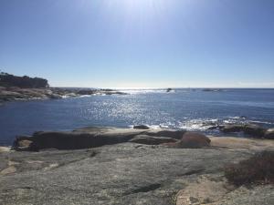 a body of water with rocks in the water at Bicheno Bell in Bicheno