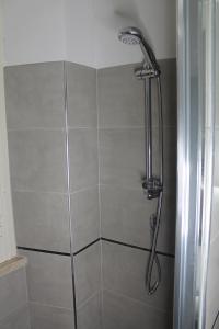a shower with a shower head in a bathroom at Roma suite Piramide in Rome