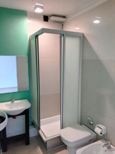 a bathroom with a shower and a toilet and a sink at Plaza in Buenos Aires