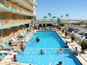 a group of people in a pool at a hotel at Bristol Plaza Motel in Wildwood Crest