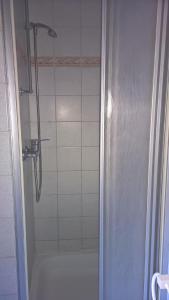 a shower in a bathroom with a glass door at Hotel Monte Somma in Rüdesheim am Rhein