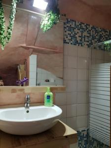 La salle de bains est pourvue d'un lavabo et d'un miroir. dans l'établissement ZEN HOUSE, à Gênes