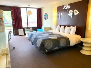 a hotel room with a large bed in a room at Oxford Inn in Ozark