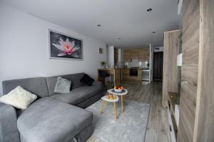 a living room with a couch and a table at APARTAMENT PRZYTULNY in Kielce